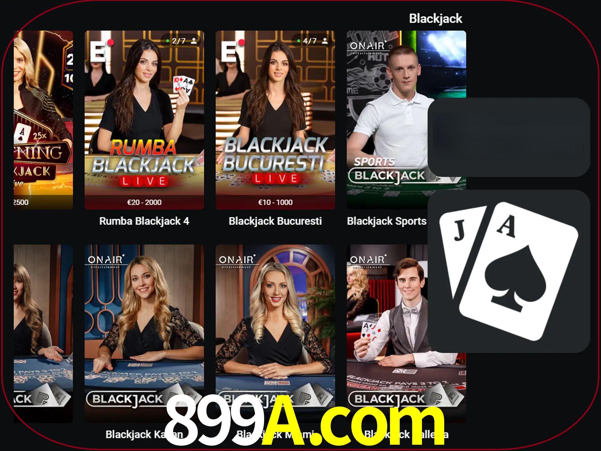 Escolha uma mesa completa de jogadores de blackjack.